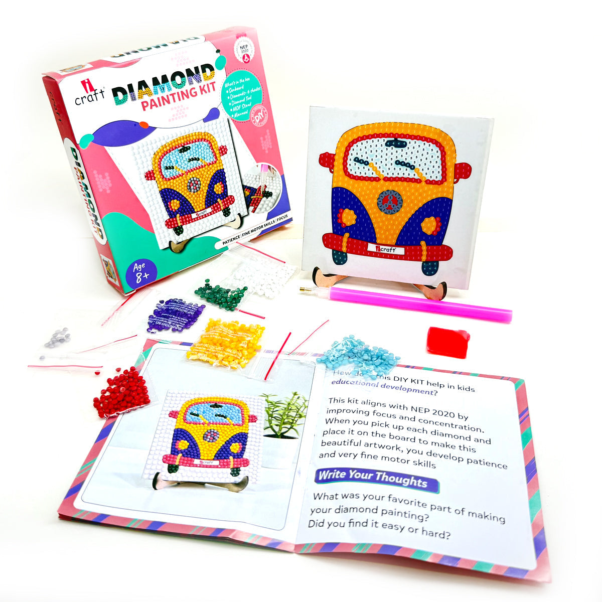 iCraft Kids Diamond Painting Kit - Creative Craft with Gems iCraft